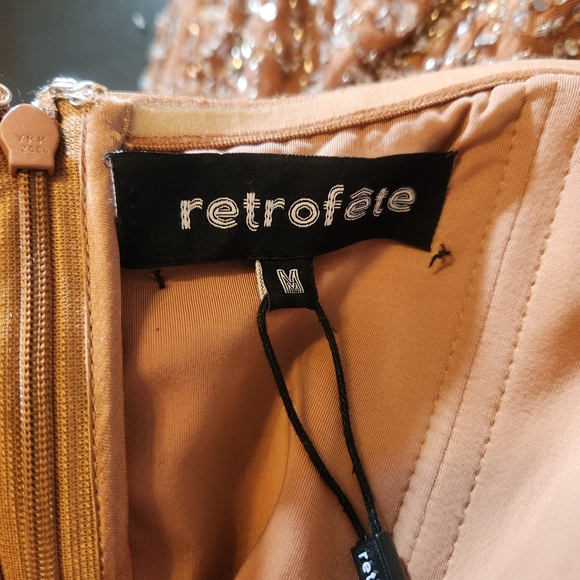 Retrofete Evie Sequin Dress in Silver Nude Strapless Size Medium NWT Maxi - Picture 11 of 14